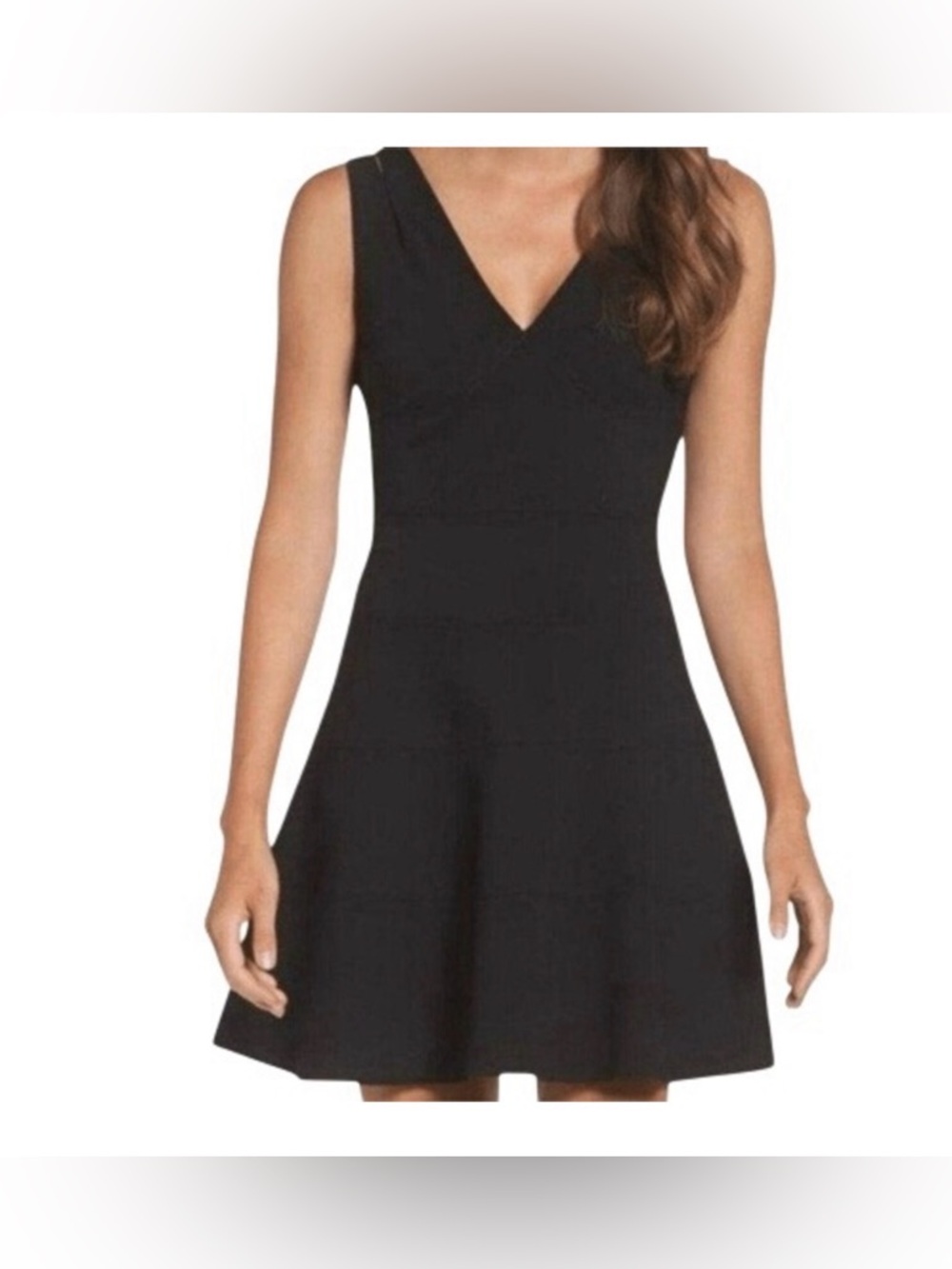 ALI & JAY Black V-Neck A-Line Fit and Flare Mini Dress with Lace Detailing L